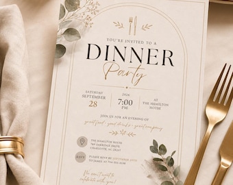 Editable Dinner Party Invitation Template (Digital Download)