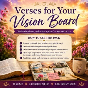 Tarjetas con versículos bíblicos para el tablero de visión cristiano / Tarjetas bíblicas imprimibles / Planificador de fe imprimible / Versión King James