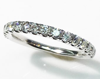Alianza de boda artesanal con diamantes en oro blanco de 18 quilates. Anillo de diamantes, alianza de diamantes, anillo de boda, anillo de boda con diamantes, alianza de boda con diamantes. Sí, acepto.