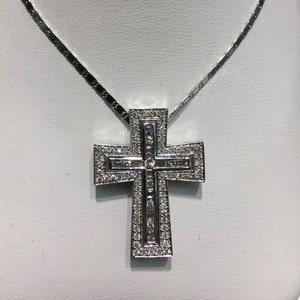 Two Part Diamond Cross in 14K White Gold, Puzzle Cross in Diamonds, Diamond Puzzle Cross, Diamond Cross, Nesting Diamond Crosses