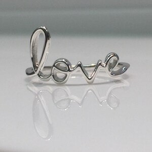 Love Ring In Silver, Love, Ring, Love in Script, Valentine, Beloved, LOVE, Love Ring, Love in Silver