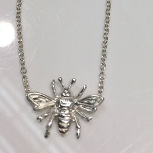 Bee in Sterling Silver on a Sterling Silver Cable Chain, Bee, Nature, Bees, Busy as a Bee