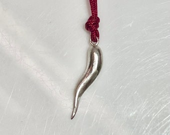 Italian Horn (Corno) & Evil Eye Sterling Silver Pendant Necklace - Luck Charm
