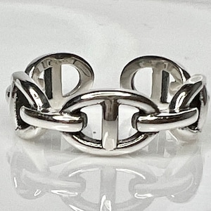 Sterling Silver D-shaped Link Design Ring, D link, Link, Chain Ring, Double D Link Ring