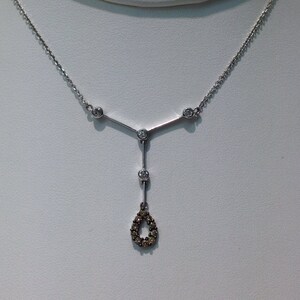 White and Champagne Diamond Necklace in 14K Gold