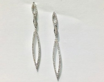 Diamond Drop Earrings in 18K White Gold, White Gold Diamond Earrings, Diamond Dangling Earrings, Diamond Earrings