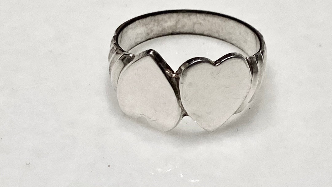 Double Heart Ring Handmade in Sterling Silver, Hearts, Heart Ring ...