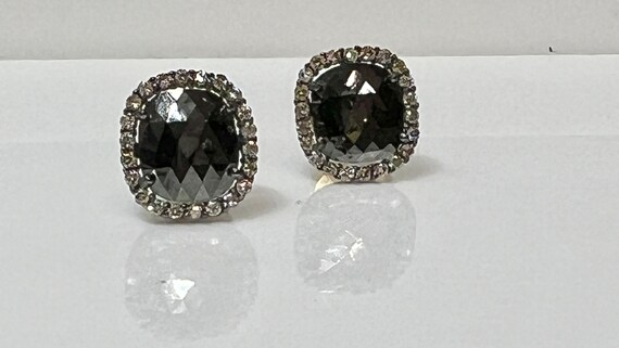 Handmade Black Diamond with Grey Diamond Earrings… - image 4