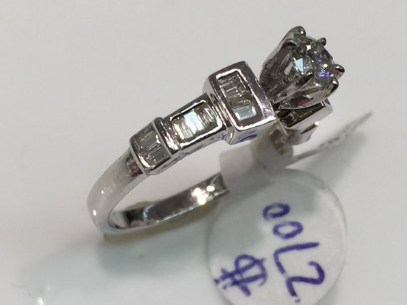 Handmade Vintage 14K White Gold Diamond Engagemen… - image 2