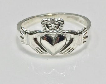 Claddagh Ring for Kids Handmade in Sterling Silver (smaller size), Claddagh Ring, Claddagh, Heart Hands Crown, Love