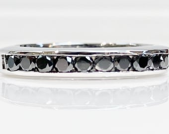 Black Diamond Band in 14K White Gold