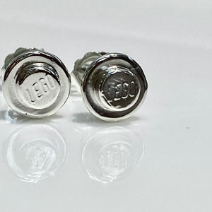 Lego oorbellen, handgemaakt in zilver, Lego, rond Lego stuk