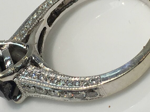 Handmade Black Diamond & White Diamond Ring in 14… - image 3