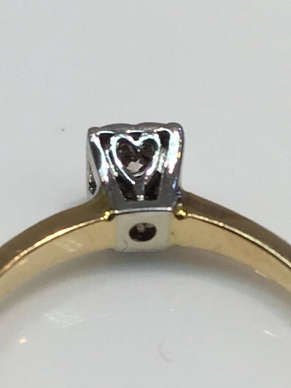 14K Gold Antique Two-Tone Diamond Engagement Ring… - image 4