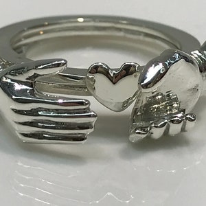 Large Holding Hands Ring Handmade in Sterling Silver, Hands, Holding Hands, Love, Unity, Hold My Hand, My Hand In Yours, Fede Gimmel