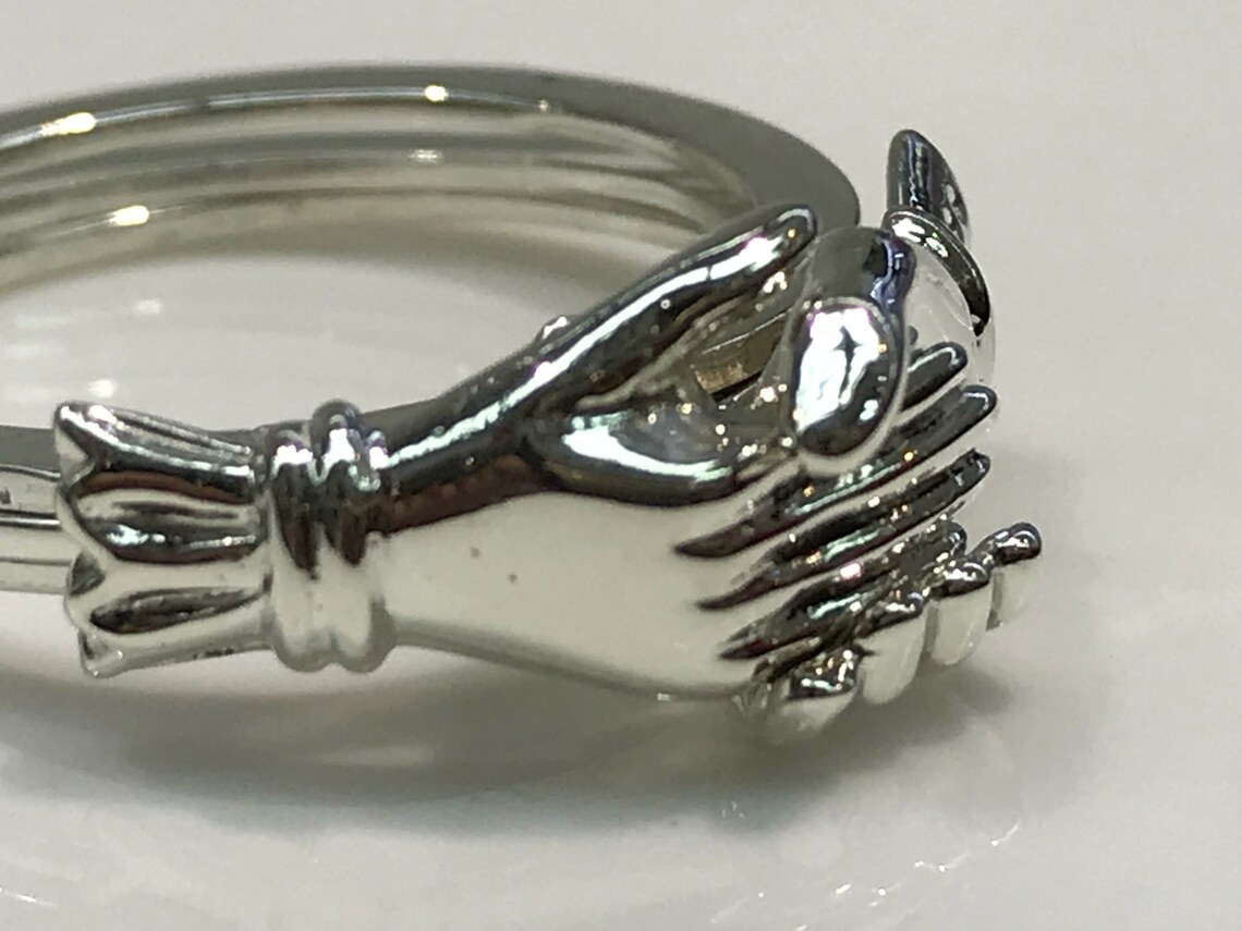 Hand Rungs Large Holding Hands Ring Handmade in Sterling Silver, Hands, Holding ...