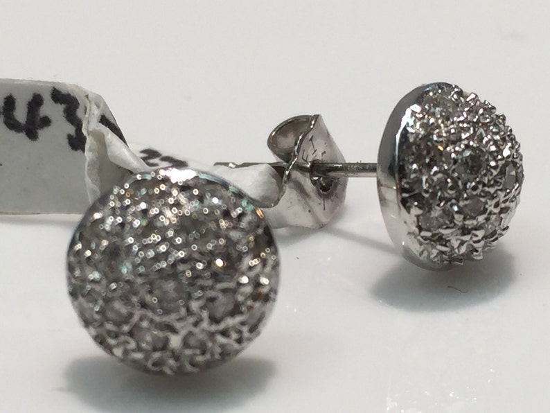 14K White Gold Half Sphere Diamond Earrings, Pave set Diamond Earrings, Round Diamond Earrings, Diamond Sphere Earrings image 3