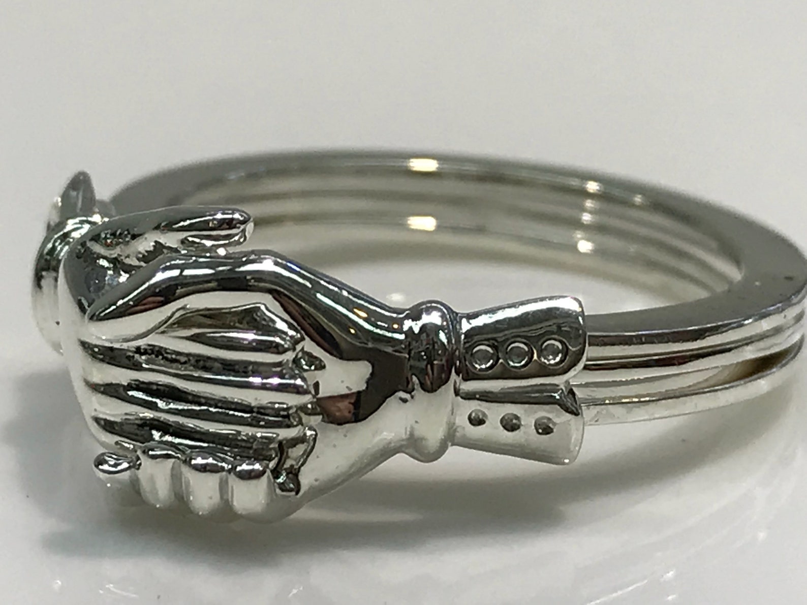 Hand Rungs Large Holding Hands Ring Handmade in Sterling Silver, Hands, Holding ...
