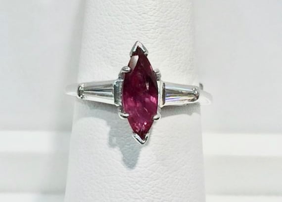 Ruby and Diamond Ring in Platinum, Ruby and Diamond, Marquise Ruby Ring,