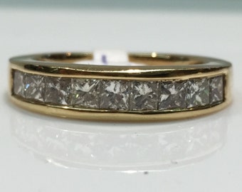 Diamond Band in 14K Yellow Gold, Diamond Ring in 14K Gold, Diamond Ring, Princess Cut Diamond Ring, Diamond Ring, Diamond Band, Wedding Ring