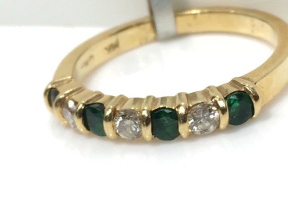 Emerald and Diamond Ring in 14K Gold, Emerald and… - image 2