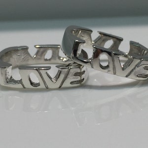 Handmade Solid Silver Double Sided LOVE Ring, LOVE Ring, Silver ring LOVE, Love Motif Ring