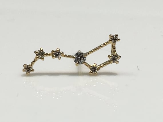 Big Dipper Earring, Celestial Jewelry, Constellation Jewelry, 14K, Yellow Gold, Ursa Major, Big dipper, Constellation Earring