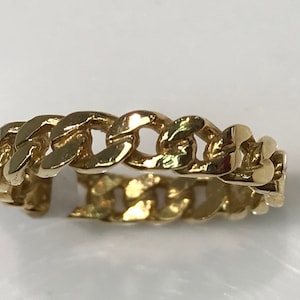 925 Silber Ring mit GelbgoldAuflage, Kubanischer Gliederring, Kettenring, Kubanischer Gliederring