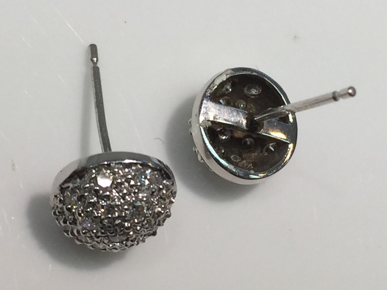 14K White Gold Half Sphere Diamond Earrings, Pave set Diamond Earrings, Round Diamond Earrings, Diamond Sphere Earrings image 2