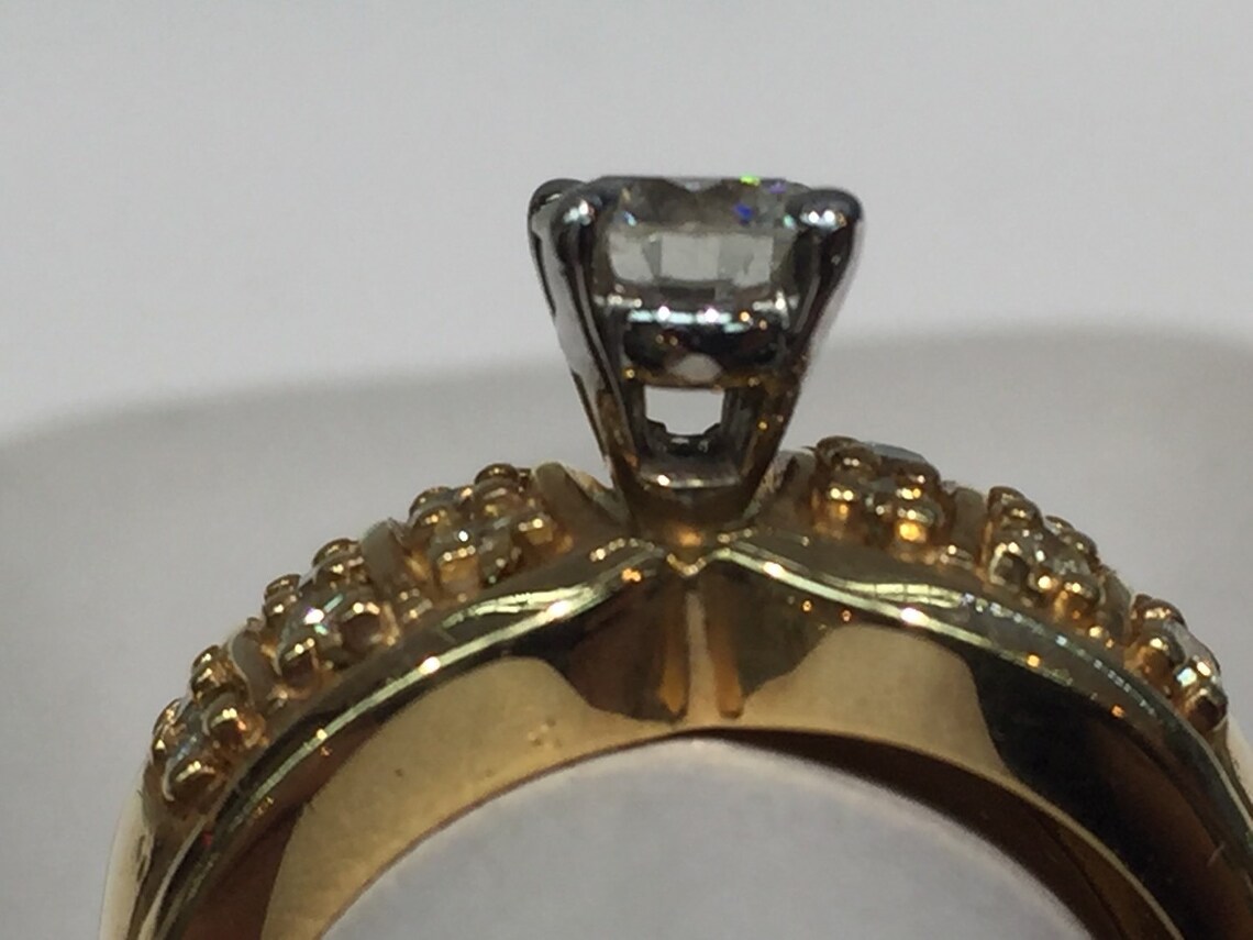 Vintage 14K Gold Handmade Engagement Ring 14K Diamond - Etsy