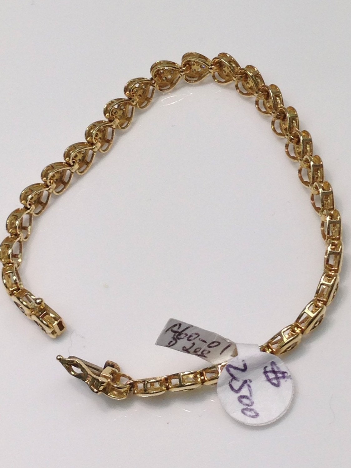Diamond Hearts Tennis Bracelet in 14K Yellow Gold | Etsy