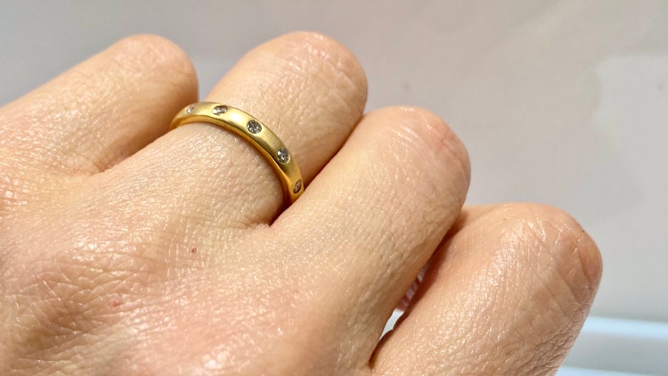 Diamond Band in 14K Yellow Gold Diamond Ring Channel Set