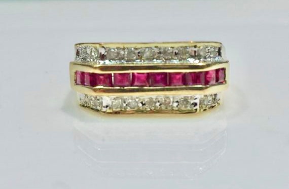 Ruby and Diamond Ring in 14K Gold, 14K Ruby and D… - image 6