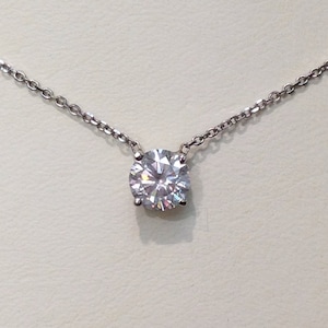 Handmade Diamond Solitaire Necklace in 14K Gold, Solitaire Diamond Necklace, Diamond Necklace, Single Diamond Necklace, Brilliant Diamond