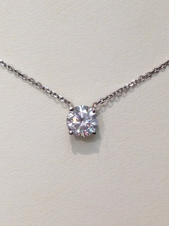 Handmade Diamond Solitaire Necklace in 14K Gold, Solitaire Diamond Necklace, Diamond Necklace, Single Diamond Necklace, Brilliant Diamond