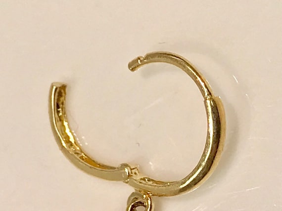 14K Yellow Gold Dangling Flower CZ Earrings, Chan… - image 6