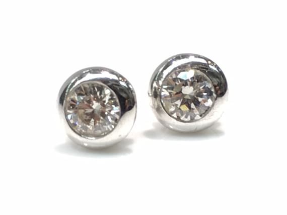 Diamond Studs in 14K, Diamond Earrings, Diamond S… - image 1