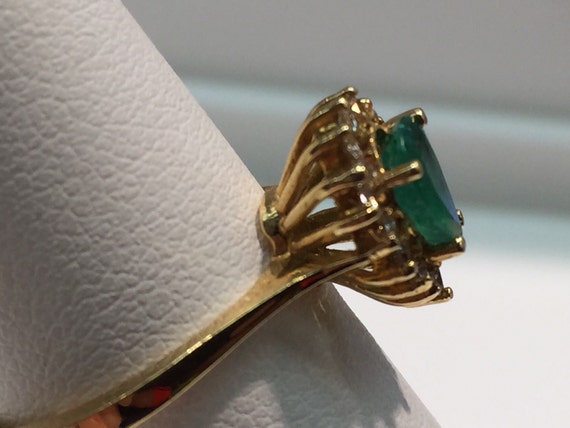 Emerald and Diamond Ring in 14K Gold, Emerald and… - image 2