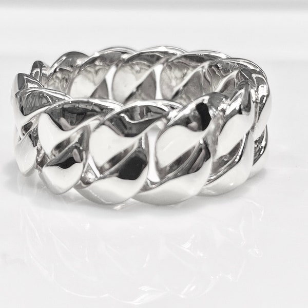 Silver Chain Ring Etsy