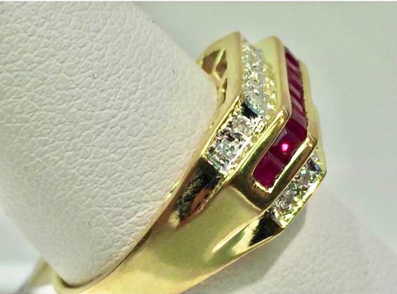 Ruby and Diamond Ring in 14K Gold, 14K Ruby and D… - image 3