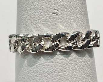 Sterling Silver Cuban Chain Design Ring, Cuban Link, Chain Ring, Cuban Link Ring