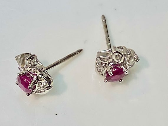 Ruby and Diamond Earrings in 18K White Gold, Ruby… - image 3