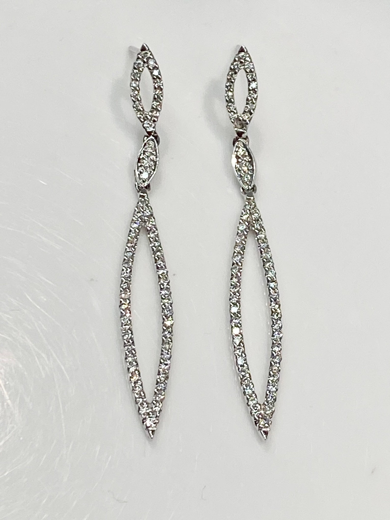 Diamond Drop Earrings in 18K White Gold White Gold Diamond Etsy