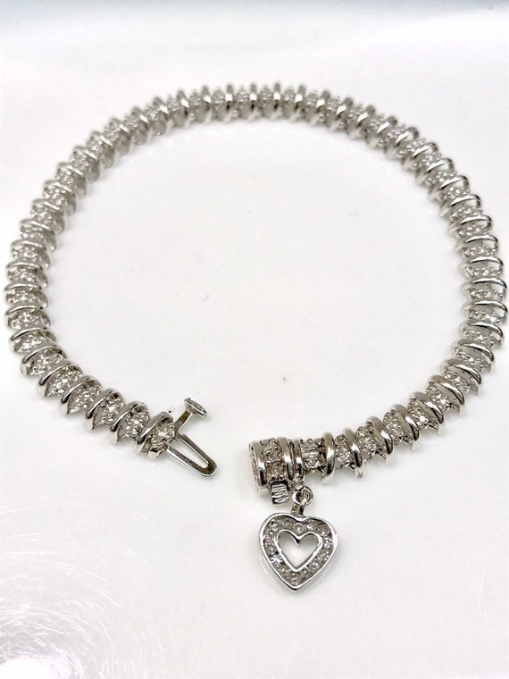 Diamond Tennis Bracelet in 14K White Gold with a D