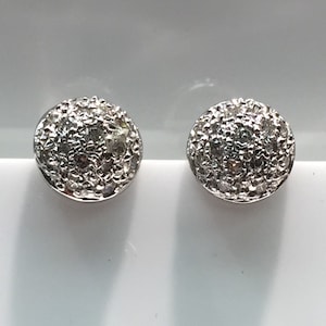 14K White Gold Half Sphere Diamond Earrings, Pave set Diamond Earrings, Round Diamond Earrings, Diamond Sphere Earrings image 1