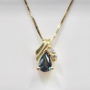 Handmade Vintage Diamond & Sapphire Pendant in 14K Gold