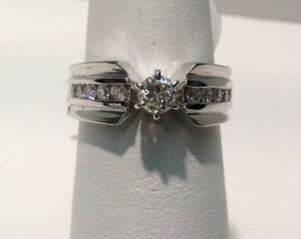 Handmade Vintage Diamond Engagement Ring in 14K Gold, White Gold Diamond Ring, Brilliant Cut Diamond Ring, Diamond Engagement Ring