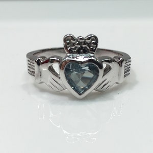 Claddagh Ring with Gemstone Handmade in Sterling Silver, Claddagh Ring, Claddagh