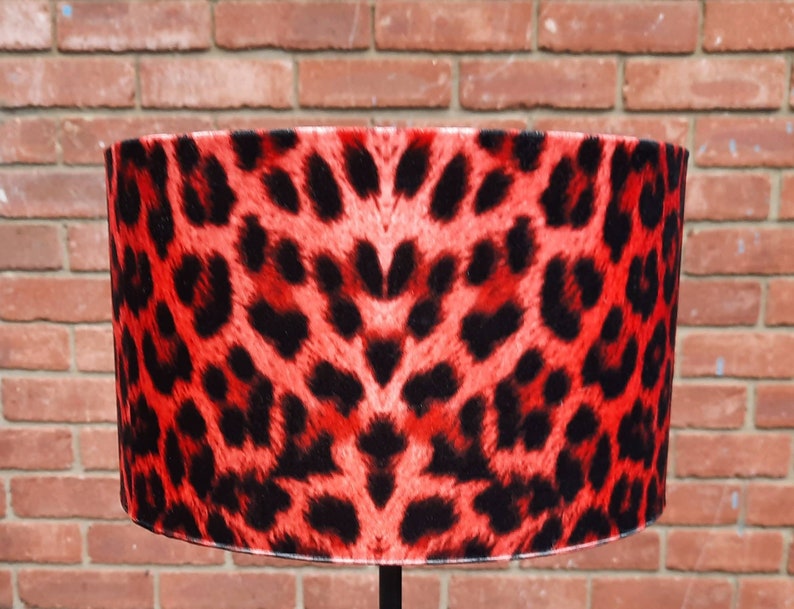 All Sizes Red Leopard Animal Print Velour Drum lampshade and Cei All Sizes Red Leopard Animal Print Velour Drum lampshade and Cei