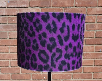 15 X 15 cm Purple Leopard Animal Print Velour Drum lampshade and Ceiling Pendant